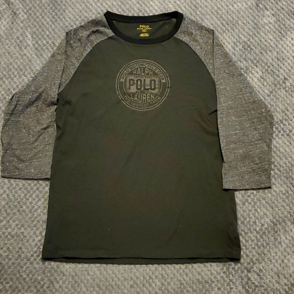 Boys Black and Gray Polo Ralph Lauren 3/4  length sleeve T shirt.  Size XL
